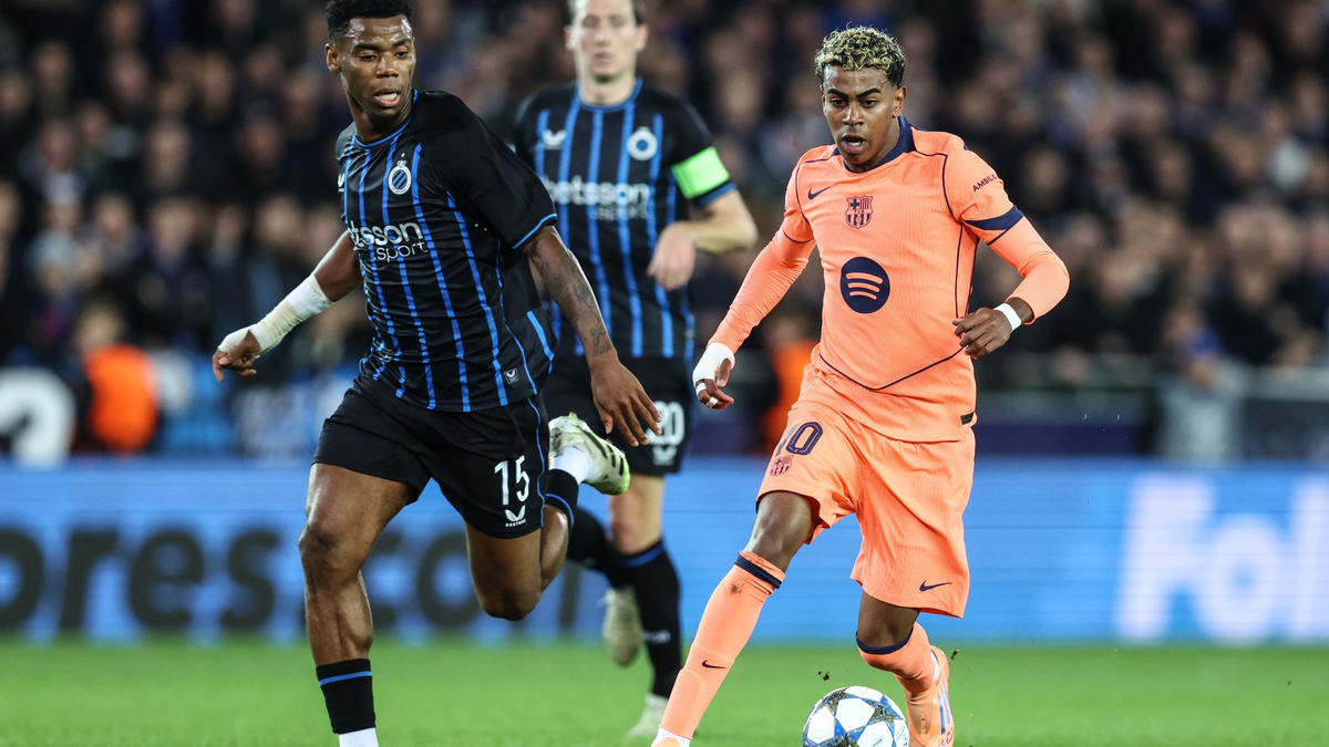 Yamal (rechts) rettete Barcelona einen Punkt in Brügge. - Foto: Bruno Fahy/Belga/dpa