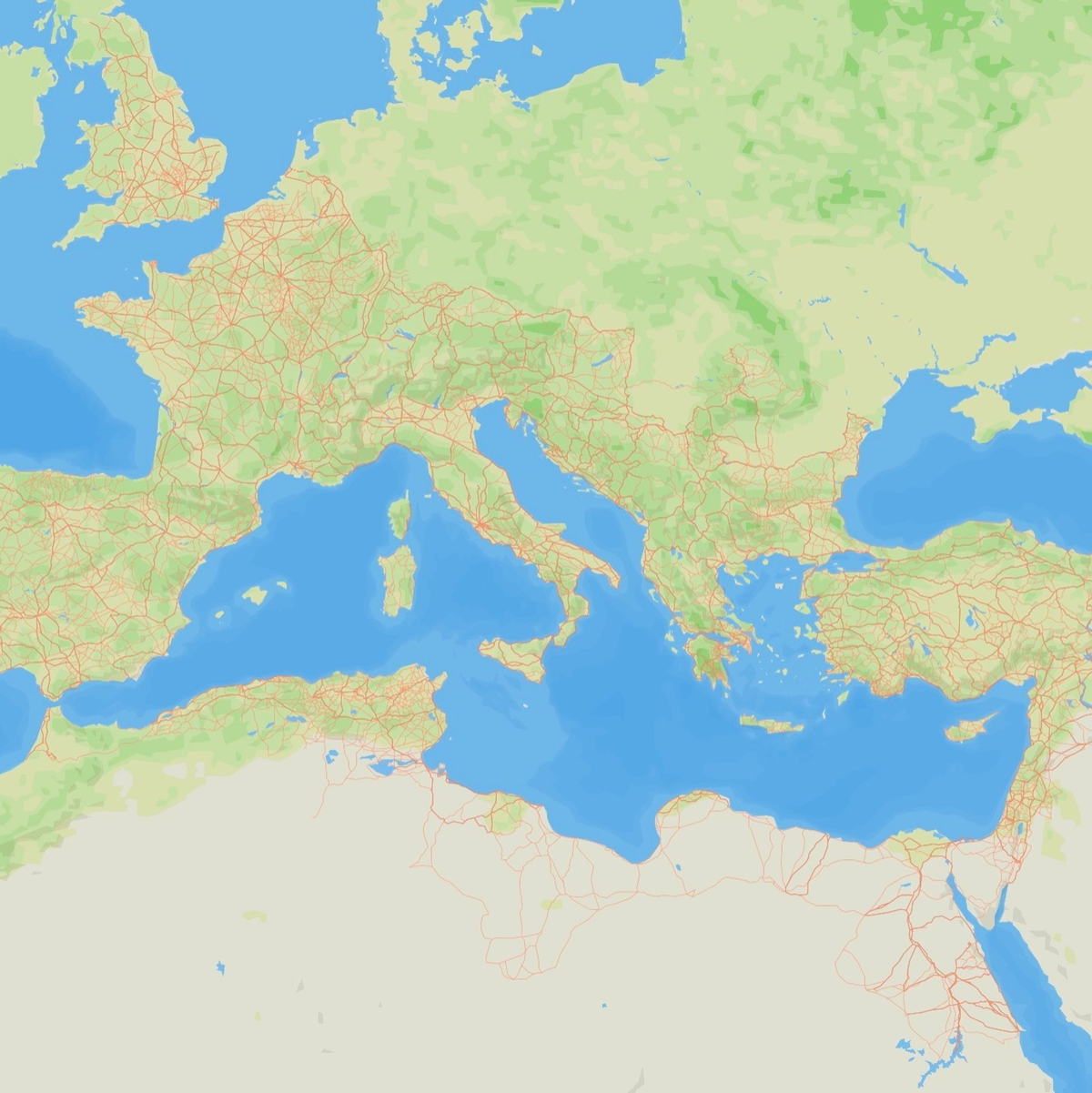 Die Karte zeigt das Ausmaß des Straßennetzes im Römischen Reich - Foto: -/Itiner-e / Fachjournal Scientic Data/dpa
