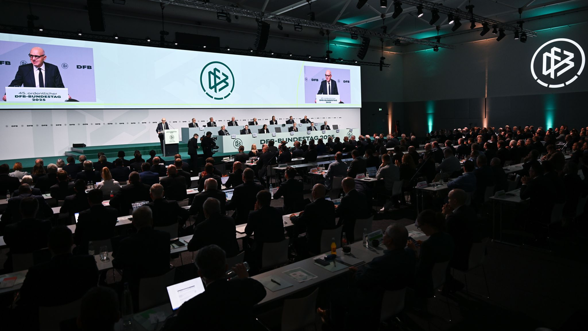 DFB-Spitzenfunktionäre Heike Ullrich und Bernd Neuendorf: großer Schritt für die Frauen-Bundesliga   - Foto: Arne Dedert/dpa