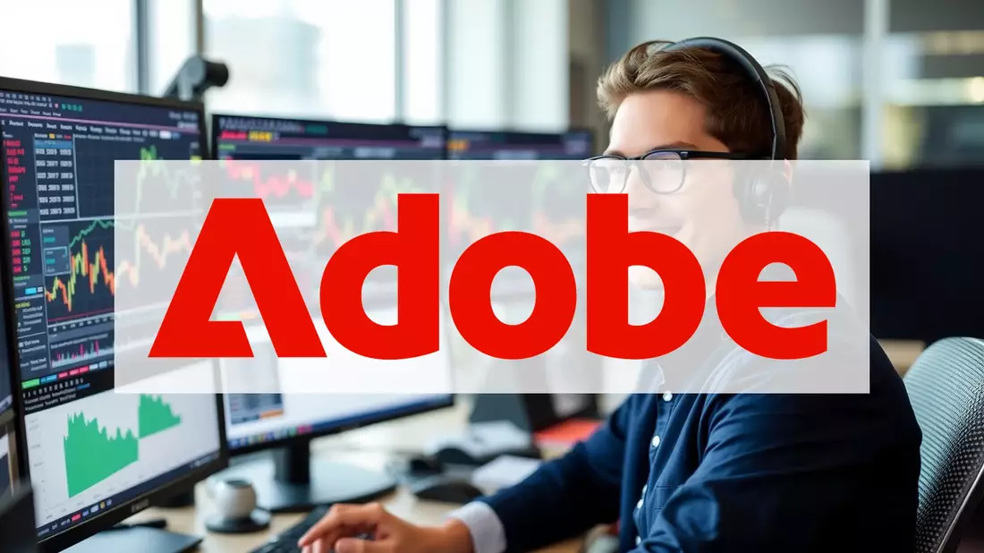Adobe Shares Face Critical Test as Bearish Signals Mount Illustration mit AI erstellt übermittelt durch boerse-global.de