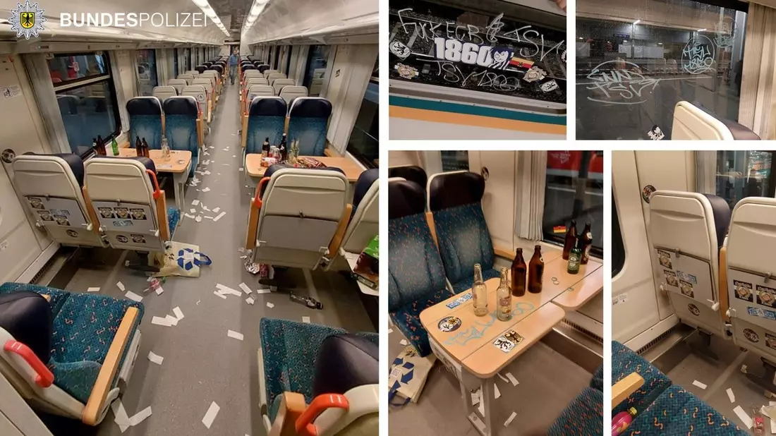 Bundespolizeidirektion München: Sachbeschädigung durch Fußballfans, Bedrohungen und Gewaltdelikt - Bild: presseportal.de