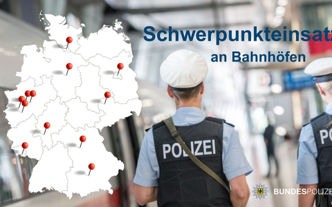 BPOLP Potsdam: Erneuter Schwerpunkteinsatz der Bundespolizei an gewaltbelasteten Bahnhöfen - Foto: presseportal.de