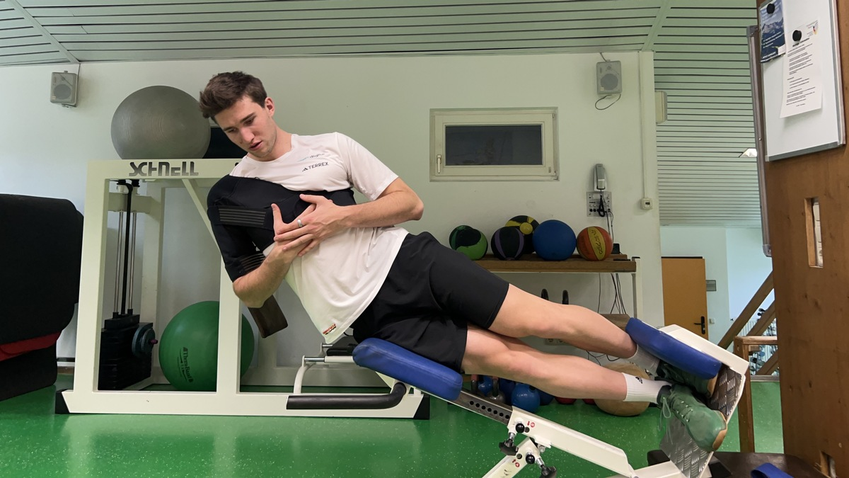 DSV-Profi und Abfahrtsspezialist Luis Vogt nach seinem schweren Sturz / 