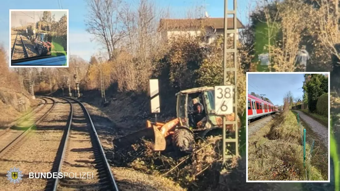 Bundespolizeidirektion München: Bagger bremst S-Bahn aus - Keine Verletzten, geringer Schaden - Bild: presseportal.de