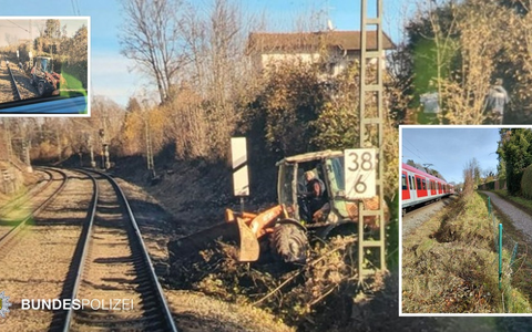 Bundespolizeidirektion München: Bagger bremst S-Bahn aus - Keine Verletzten, geringer Schaden - Foto: presseportal.de