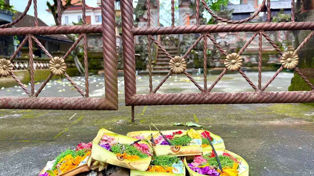 Tägliche Opfergaben gehören zum Alltagsleben in Bali dazu. - Bild: Carola Frentzen/dpa
