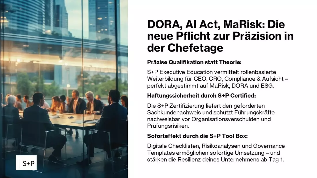 MaRisk, DORA, ESG: Warum rollenbasierte Weiterbildung zur Pflicht für Führungskräfte wird / Wie Top-Manager 2026 Haftungsrisiken vermeiden und digitale Resilienz aufbauen. - Bild: presseportal.de
