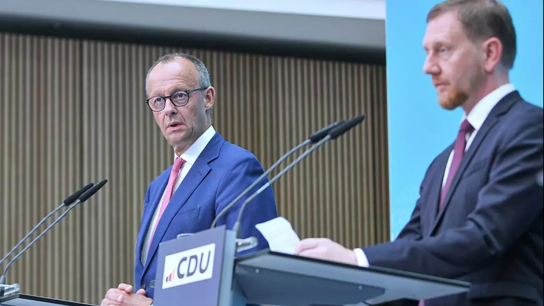 Friedrich Merz und Michael Kretschmer (Archiv) - Bild: über dts Nachrichtenagentur