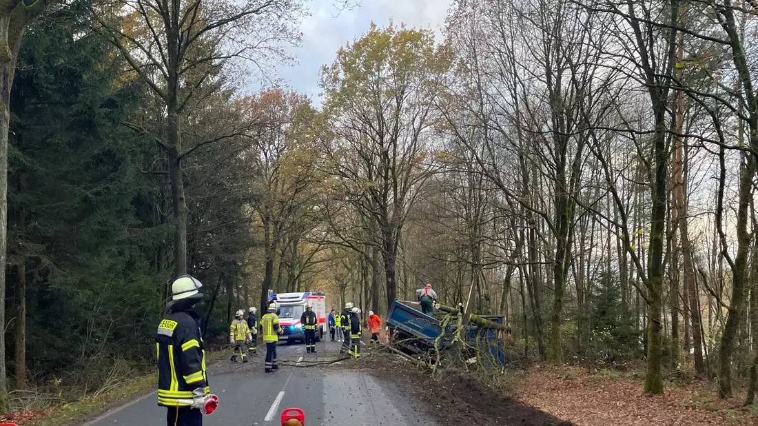 FW Südheide: LKW kommt von Straße ab und kippt um - Fahrer beleibt unverletzt - Bild: presseportal.de