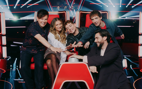 Michael Patrick Kelly Leony Heiko Lochmann Roman Lochmann Alvaro Soler The Voice Kids - Foto: Joyn/Christoph Köstlin, presseportal.de