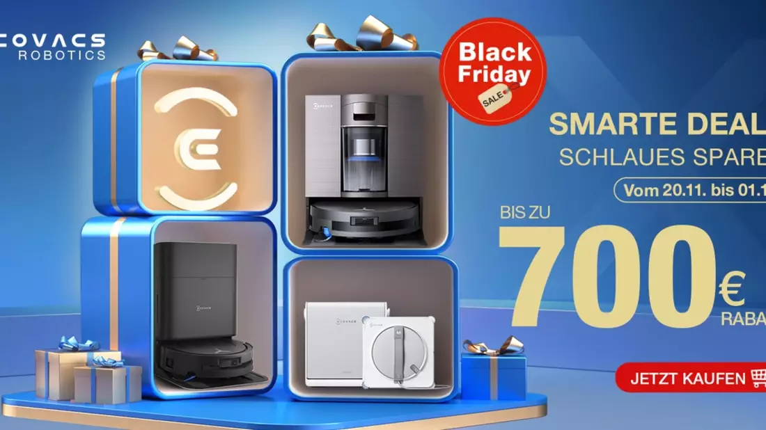 Sauberkeit trifft Smartness und starke Rabatte / Bereits ab dem 20. November bis zu 700 Euro sparen bei den intelligenten Reinigungsrobotern von ECOVACS - Bild: presseportal.de