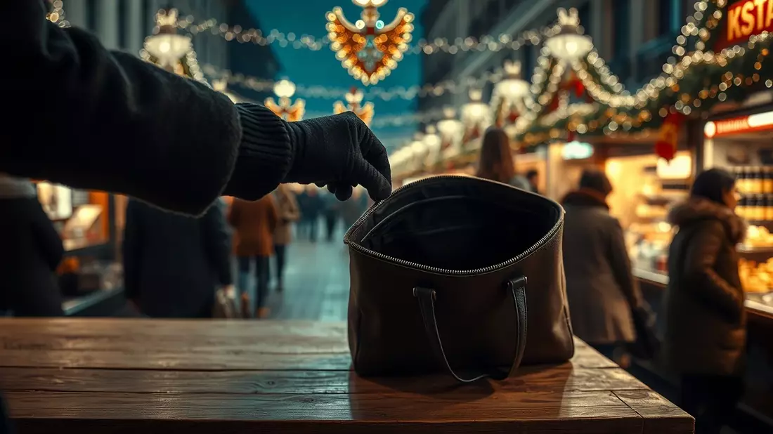 Smartphone-Diebe machen Jagd auf Weihnachtsmarkt-Besucher Illustration mit AI erstellt übermittelt durch boerse-global.de