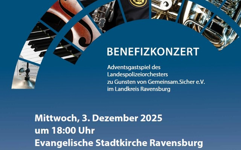 PP Ravensburg: Adventsgastspiel des Landespolizeiorchesters Baden-Württemberg am Mittwoch, 03.12.25, in der Evangelischen Stadtkirche Ravensburg - Foto: presseportal.de