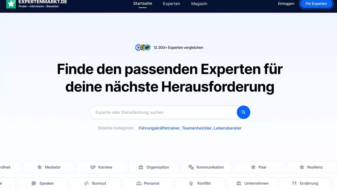 Expertenmarkt.de schafft Transparenz: Neue Plattform für Berater, Coaches und Spezialisten startet mit knapp 12.000 Anbietern - Bild: presseportal.de
