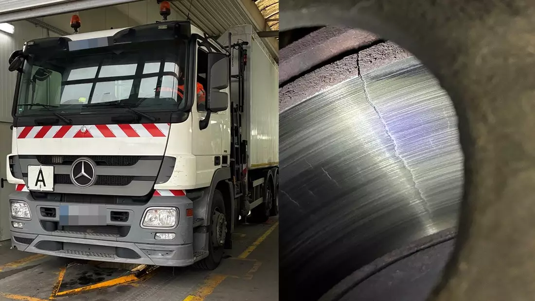 POL-GE: Risse in Bremsscheibe - Lkw nach Kontrolle stillgelegt - Bild: presseportal.de