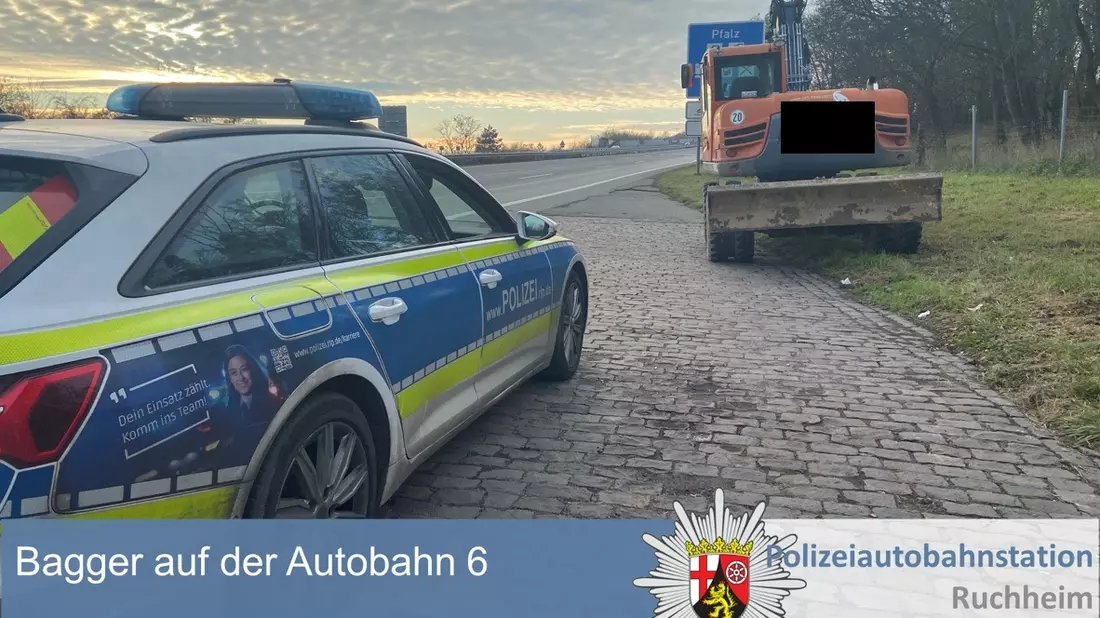 POL-PDNW: Bagger auf der Bundesautobahn 6 - Bild: presseportal.de