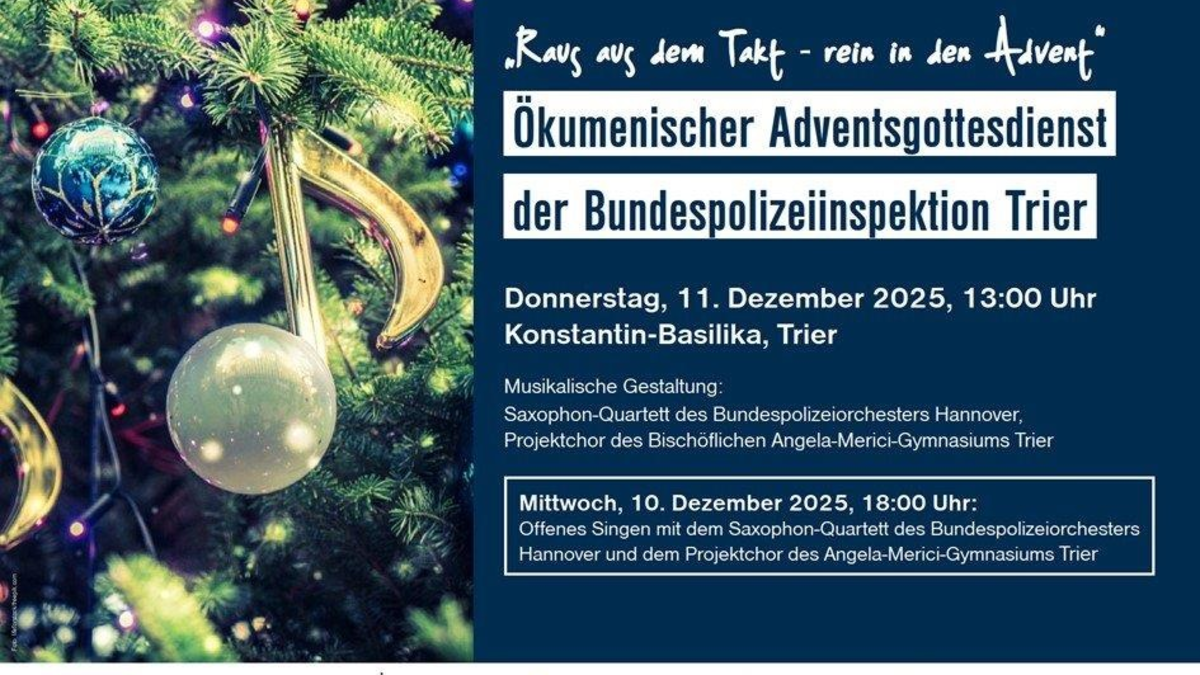 BPOL-TR: Ökumenischer Adventsgottesdienst der Bundespolizei Trier und der Bundespolizeiseelsorge - Foto: presseportal.de