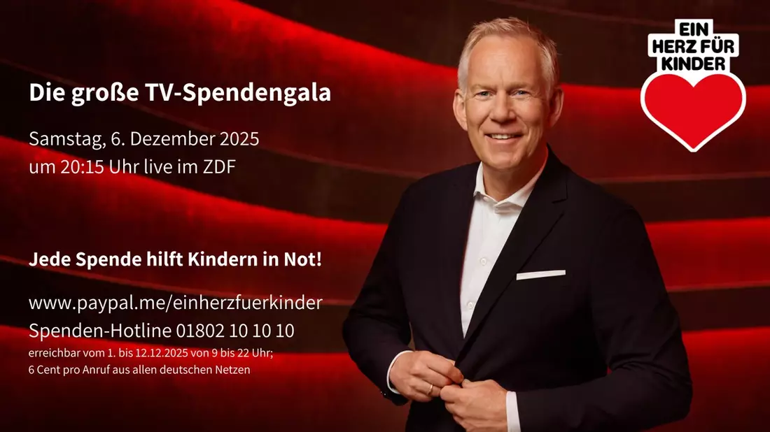 Stars und Emotionen: TV-Spendenshow Ein Herz für Kinder am 6. Dezember um 20:15 zum 25. Mal live im ZDF / Backstage-Show mit Social Media-Stars ab 16:30 vorab bei BILD.de / #ehfk - Bild: presseportal.de