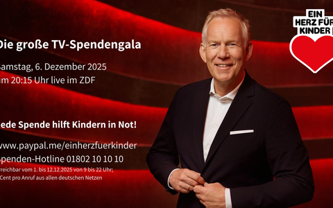 Stars und Emotionen: TV-Spendenshow Ein Herz für Kinder am 6. Dezember um 20:15 zum 25. Mal live im ZDF / Backstage-Show mit Social Media-Stars ab 16:30 vorab bei BILD.de / #ehfk - Foto: presseportal.de