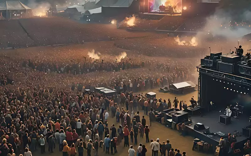 Festival-Atmosphäre unter freiem Himmel: Zehntausende Besucher strömen in der Abenddämmerung zum Gelände vor der Hauptbühne. - Foto: THN
