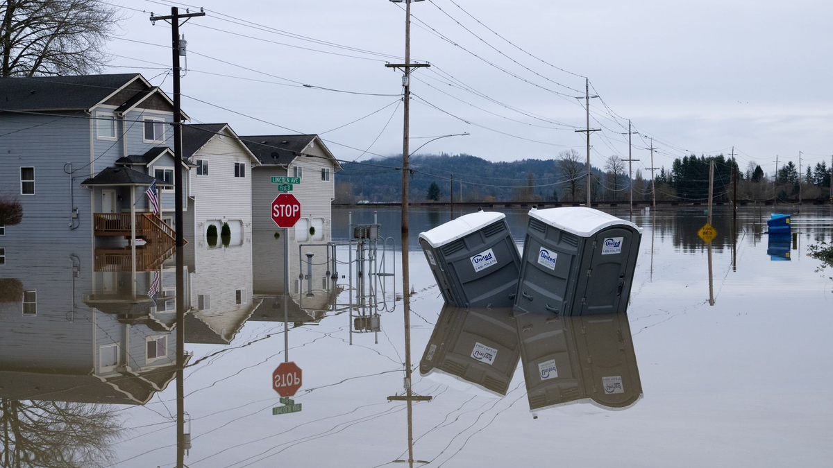 Flussebenen im US-Bundesstaat Washington sind nach schweren Regenfällen überflutet.  - Foto: Stephen Brashear/AP/dpa