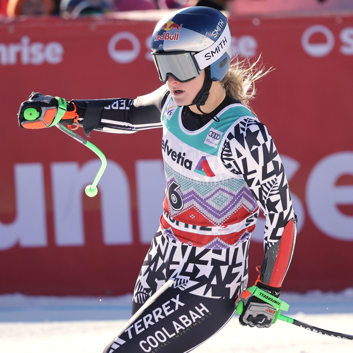Gewann überraschend den Super-G: Alice Robinson. - Foto: Luciano Bisi/AP/dpa