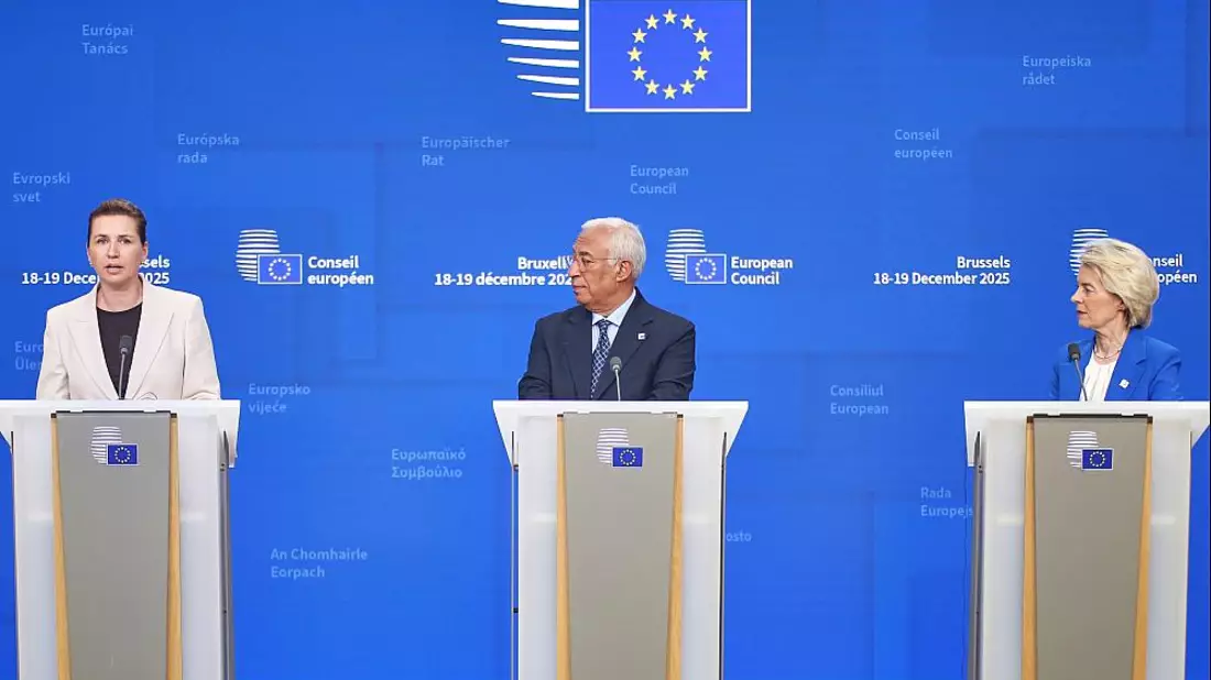 Frederiksen, Costa und von der Leyen am 19.12.2025 - Bild: über dts Nachrichtenagentur