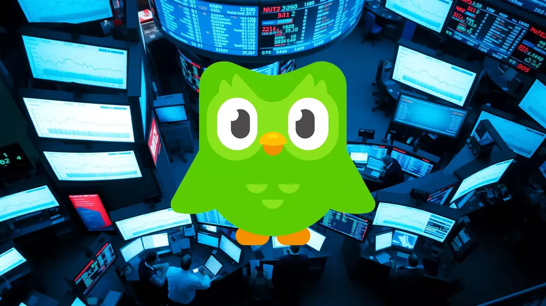 Duolingo Shares Face Technical and Options Pressure Illustration mit AI erstellt übermittelt durch boerse-global.de