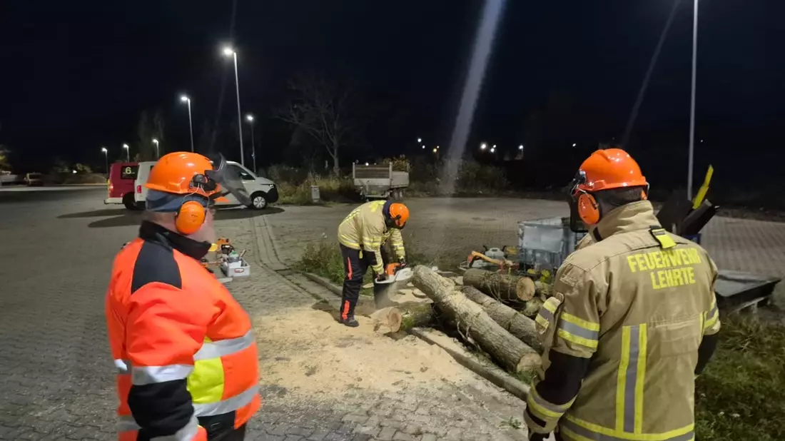 FW Lehrte: Achtung - Baum fällt - Stadtfeuerwehr Lehrte bildet 11 neue Motorsägenführer*innen aus - Bild: presseportal.de