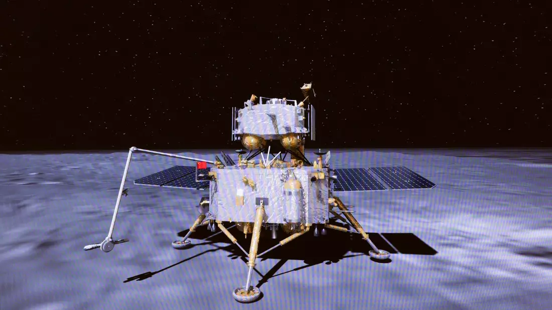 2026 soll mit der Mission «Chang'e 7» zunächst wieder eine Sonde auf dem Mond landen - wie hier bei «Chang'e 6».  (Archivbild) - Bild: Jin Liwang/XinHua/dpa