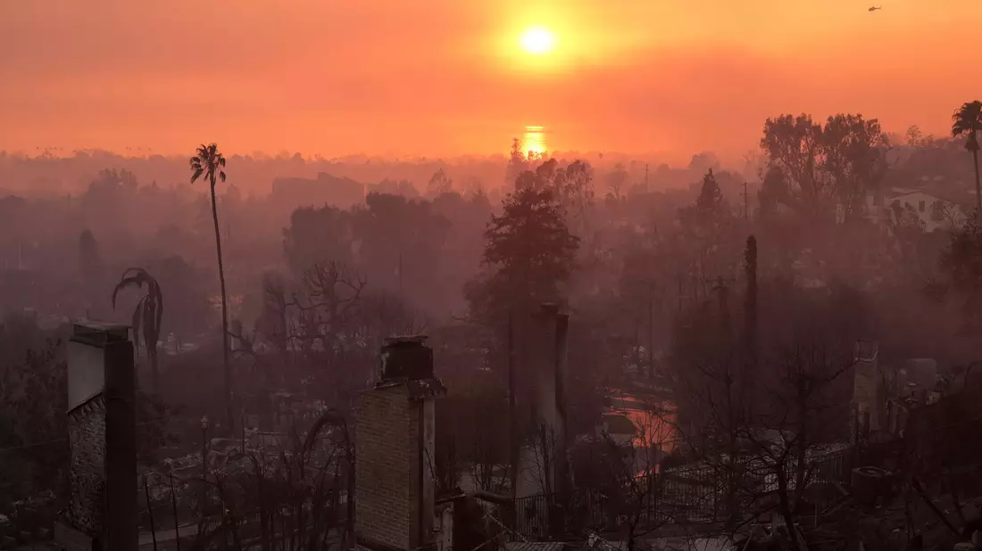 Die Verwüstung durch das Palisades-Feuer in Los Angeles. (Archivbild) - Bild: Jae C. Hong/AP/dpa