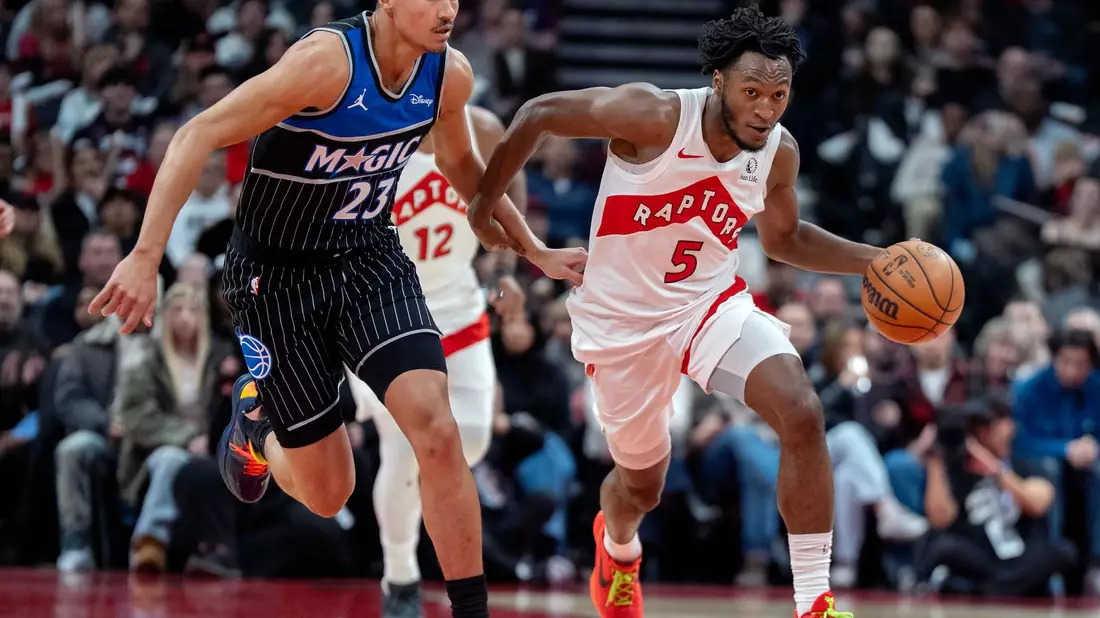 Tristan da Silva (links) verlor mit Orlando gegen Toronto trotz 21-Punkte-Führung. - Bild: Frank Gunn/The Canadian Press/AP/dpa