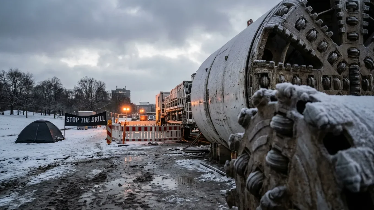 Westring-Baustelle: Aktivisten blockieren Bergung von Bohrkopf - Foto: über boerse-global.de