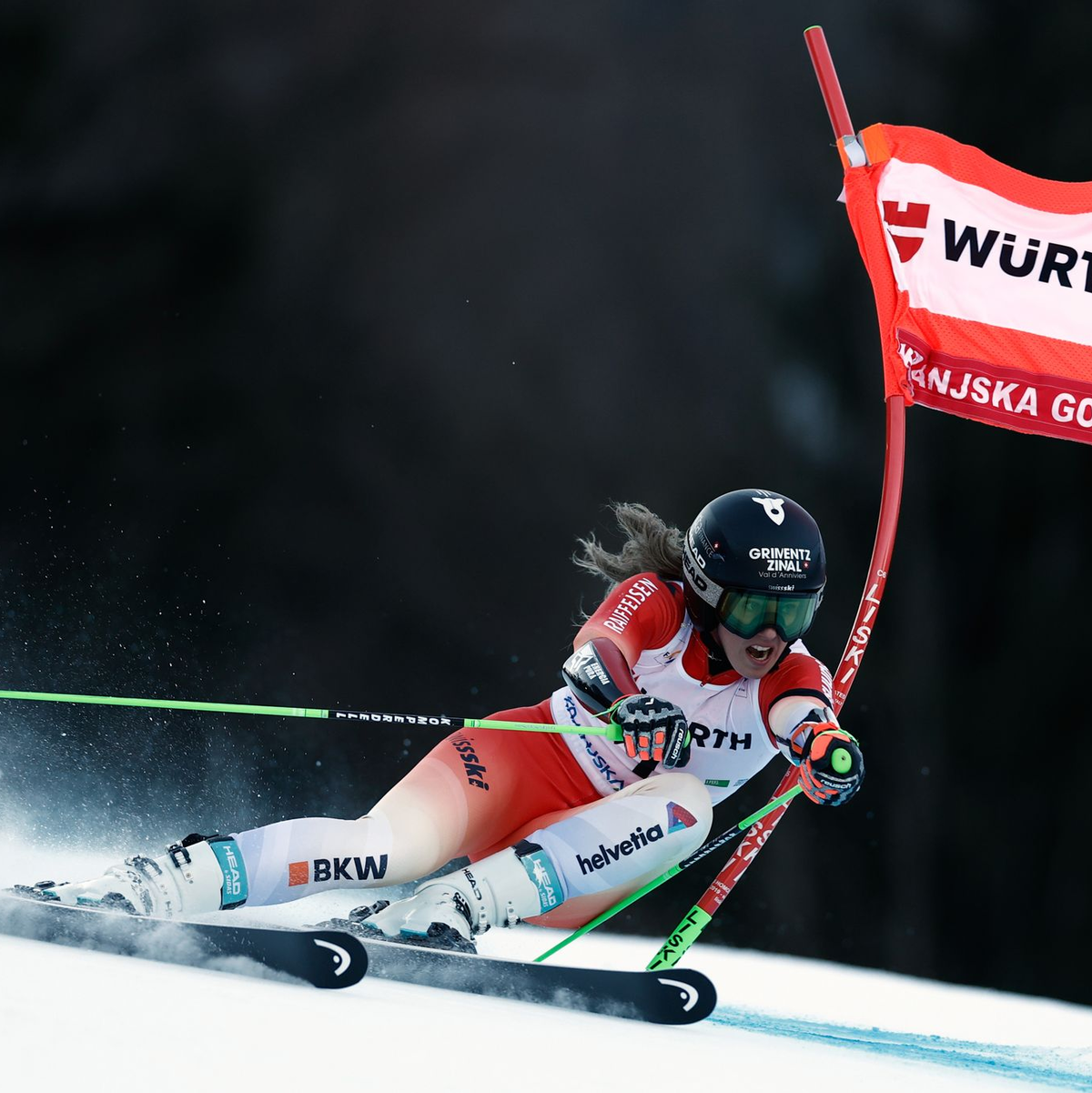 Camille Rast gewinnt in Kranjska Gora. - Foto: Gabriele Facciotti/AP/dpa