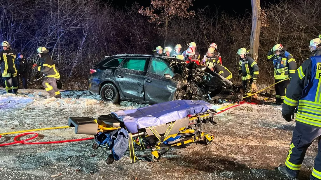 POL-MI: Auto prallt gegen zwei Bäume - Bild: presseportal.de