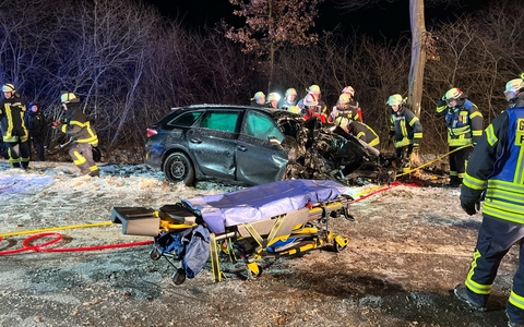 POL-MI: Auto prallt gegen zwei Bäume - Foto: presseportal.de