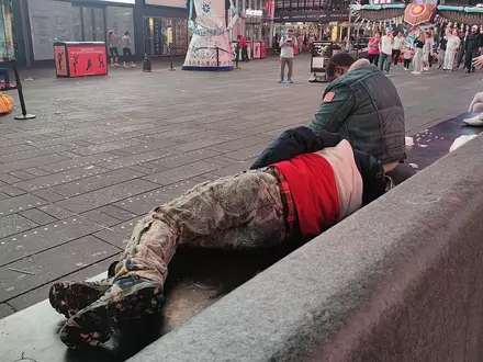 Obdachlose in den USA am Times Square - Foto: via dts Nachrichtenagentur