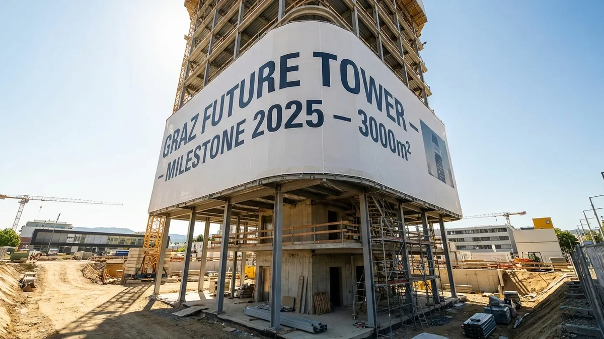 LEVEL GRAZ: Größtes Werbebanner der Stadt hüllt Turm ein - Foto: über boerse-global.de
