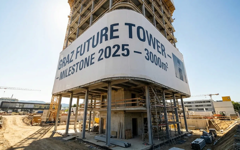 LEVEL GRAZ: Größtes Werbebanner der Stadt hüllt Turm ein - Foto: über boerse-global.de