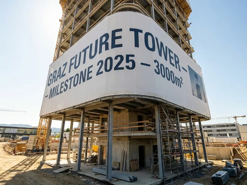 LEVEL GRAZ: Größtes Werbebanner der Stadt hüllt Turm ein - Foto: über boerse-global.de