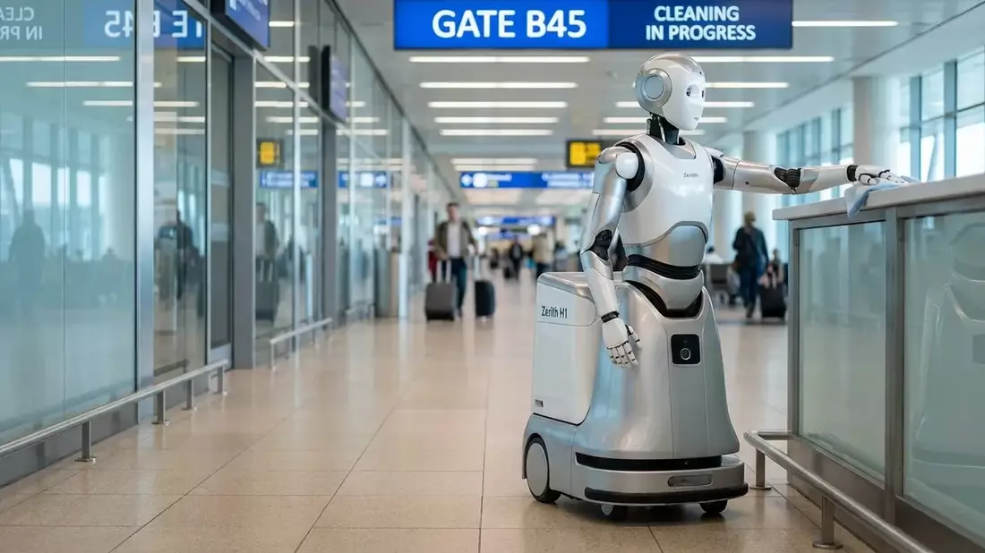 Zerith H1: Roboter startet Reinigungseinsatz auf chinesischem Flughafen - Bild: über boerse-global.de