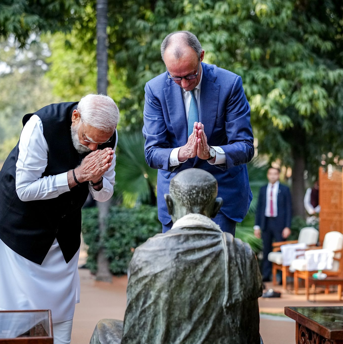 Kanzler Merz äußert sich in Indien mit deutlichen Worten zur Lage im Iran. - Foto: Kay Nietfeld/dpa
