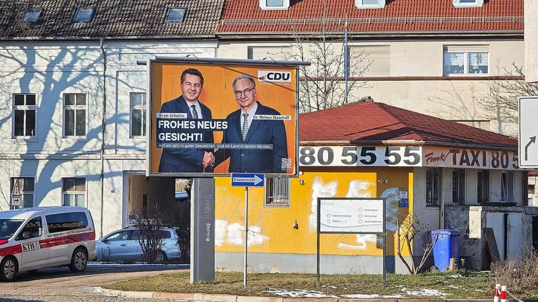 CDU-Plakat mit Sven Schulze und Reiner Haseloff (Archiv) - Bild: via dts Nachrichtenagentur
