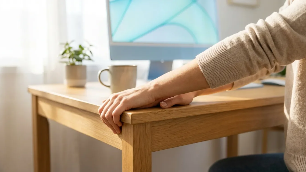 Tischkanten-Dehnung: Einfache Waffe gegen den Mausarm - Foto: über boerse-global.de