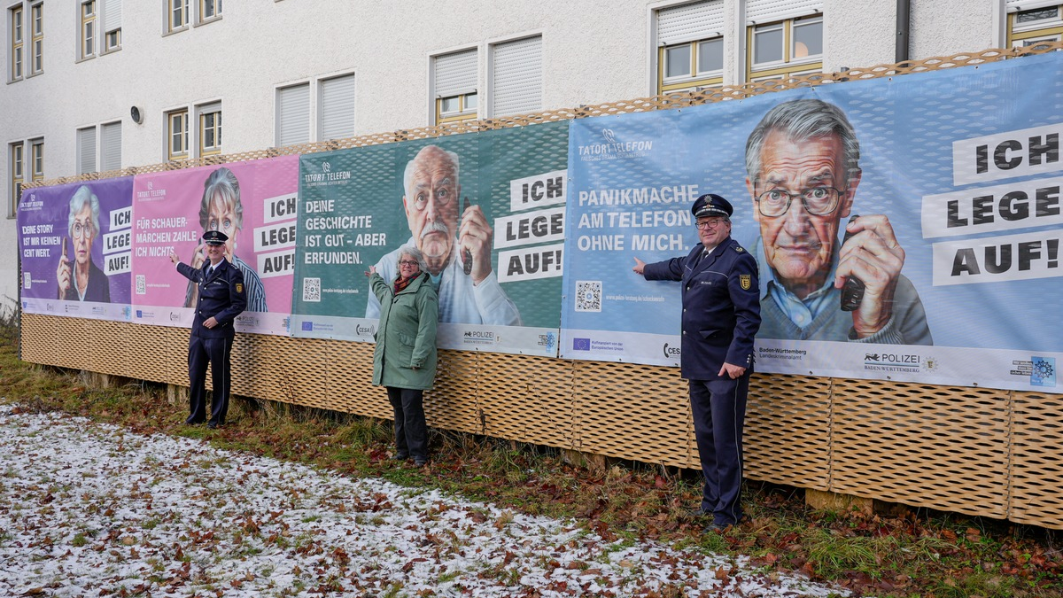 PP Ravensburg: Polizeipräsidium Ravensburg führt Prävention gegen Telefonbetrug fort - Bauzaunbanner sollen für Aufmerksamkeit sorgen - Foto: presseportal.de