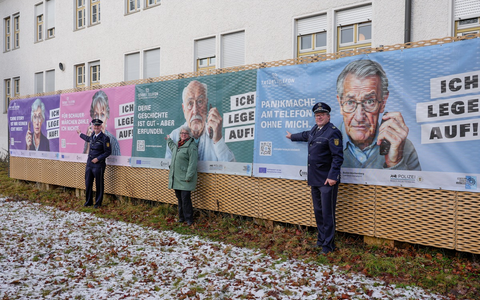 PP Ravensburg: Polizeipräsidium Ravensburg führt Prävention gegen Telefonbetrug fort - Bauzaunbanner sollen für Aufmerksamkeit sorgen - Foto: presseportal.de