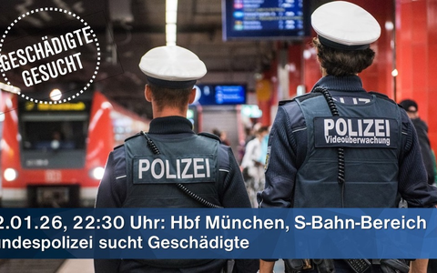 Bundespolizeidirektion München: Unbekannter entblößt sich am Hauptbahnhof // Bundespolizei sucht Geschädigte - Foto: presseportal.de