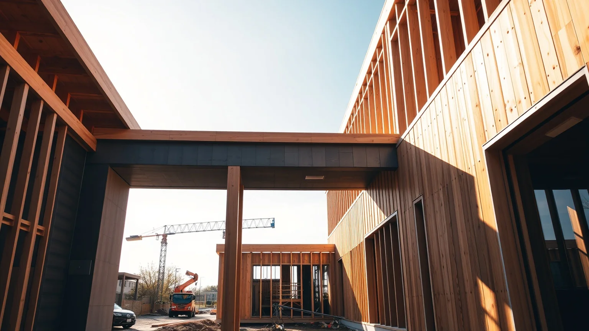 Volksschule Tesarekplatz: Neubau in Holzbauweise wächst - Foto: über boerse-global.de