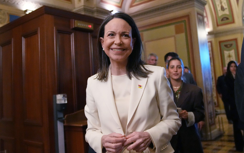 Die venezolanische Oppositionsführerin María Corina Machado ist um ein gutes Verhältnis zu Donald Trump bemüht.  - Foto: Allison Robbert/AP/dpa