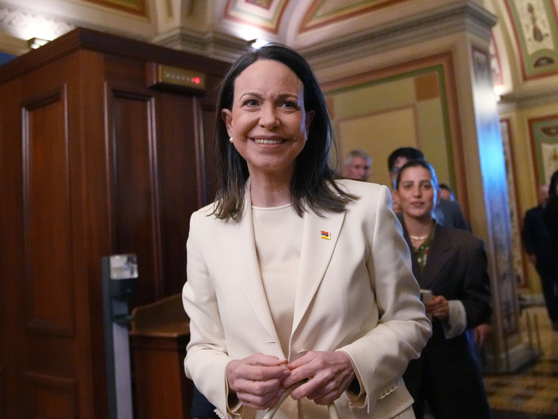 Die venezolanische Oppositionsführerin María Corina Machado ist um ein gutes Verhältnis zu Donald Trump bemüht.  - Foto: Allison Robbert/AP/dpa